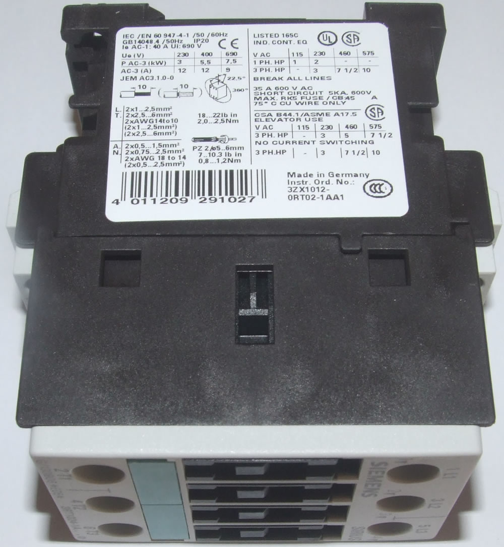 3RT1024-1AP00 CONTACTOR, AC-3 5.5 KW/400 V,
