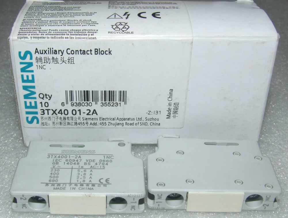 3TX4010-2A AUXILIARY CONTACT BLOCK - Click Image to Close