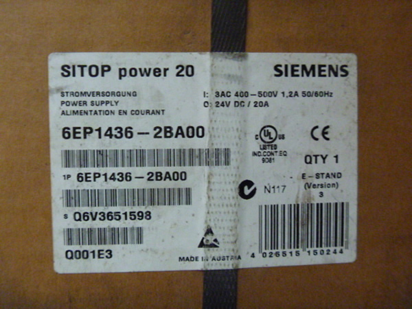 6EP1436-2BA00 SITOP POWER 24 V/20 A